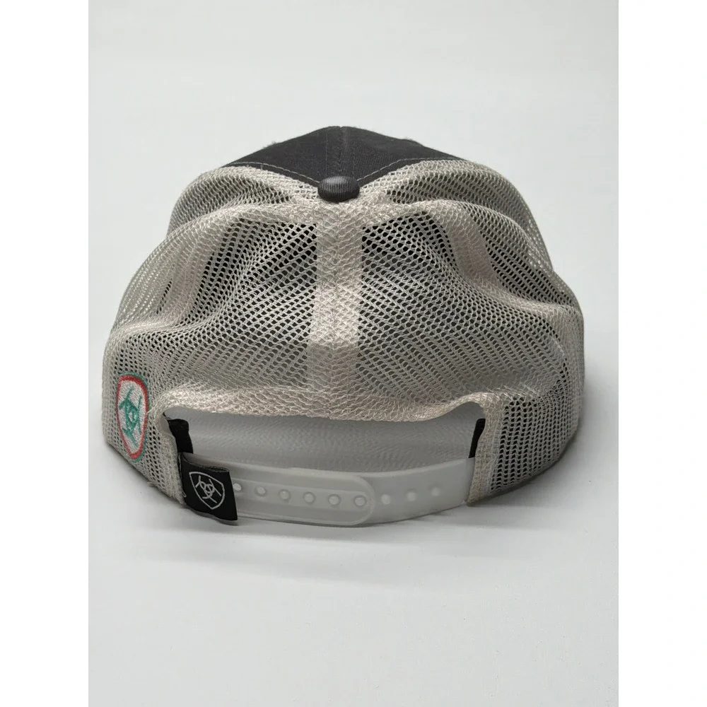 Ariat Youth Snapback Trucker Hat Grey Teal‎ Aztec Logo Mesh Back Cap